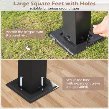 3 X 3M Metal Pergola with Retractable Roof with Sun Shade Canopy