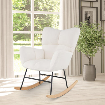 Nursery Rocking Chair with Comfy Backrest and Armrest