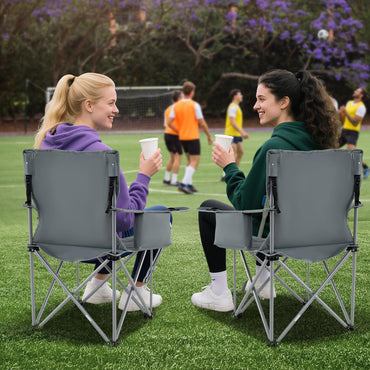 227kg Oversized Camping Chair, Heavy Duty Outdoor Folding Chair with Cooler Pouch