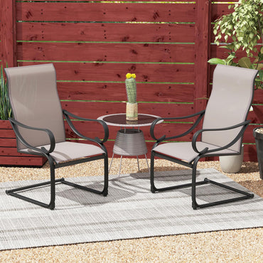Outdoor C-Spring Garden Chairs Set of 2 with High Backrest