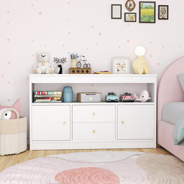 Wooden Kids Toy Children Bookshelf Storage Chest with Open Shelf