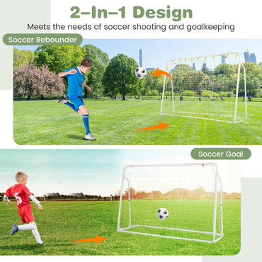 6.1 ft x 4 ft Weatherproof Angle-Adjustable Rebounder Net Football Training Equipment