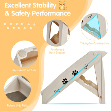 4 Steps Plastic Dog Stairs with Soft Felt