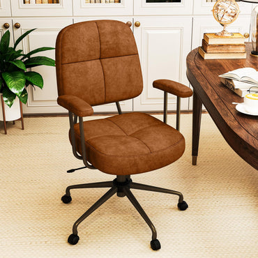 Height Adjustable Swivel Computer Desk Chair with Rocking Backrest and Armrests