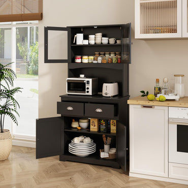 Tall Kitchen Cupboard, 4 Door, 2 Adjustable Shelves, 2 Drawers