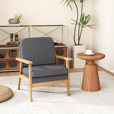 Mid-Century Accent Chair with Solid Wood Frame