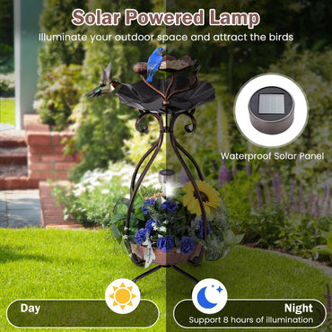 Outdoor Bird Feeder and Bath with Solar Light