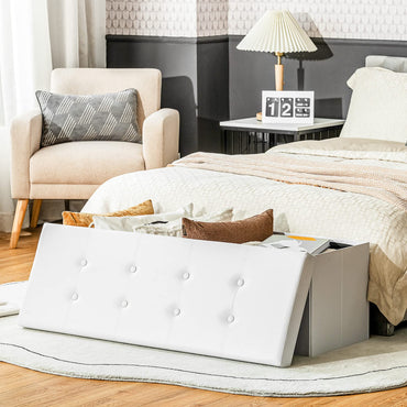 Folding Storage Ottoman Bench with Lid for Living Room