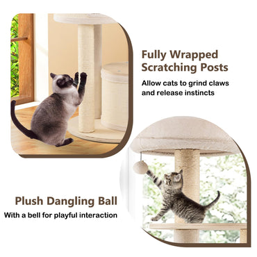 6-level Wooden cat tree with cat condo and sisal scratching posts for indoor