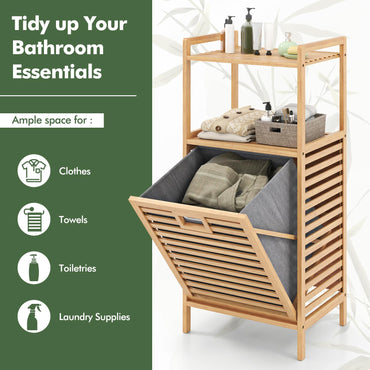 Tilt out Laundry Hamper with 2 Tier Storage Shelves