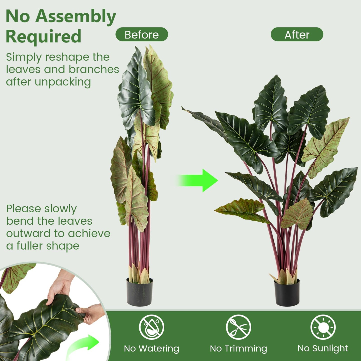 Artificial Rainbow Taro Tree 160cm Tall Fake Pre-potted Plant