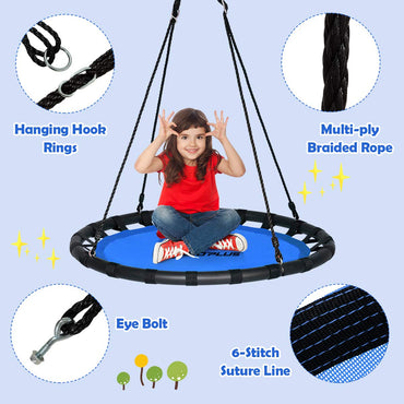 100cm Round Children Tree Swing Set with Adjustable Length Hanging Ropes