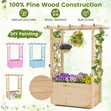 Garden Planter with Trellis for Climbing Vine Plants