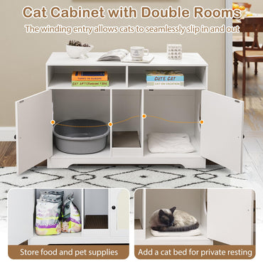 Indoor Cats Wooden Hidden Litter Box Furniture with Storage