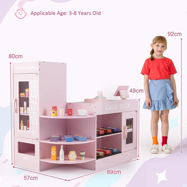 Kids Wooden Grocery Store Supermarket Play Toy Set