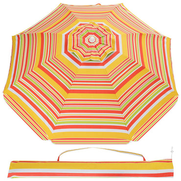 GiantexUK Portable Beach Umbrella, 2M Garden Parasol with UPF 50+ Sun Protection, Tilt Crank and Carry Bag
