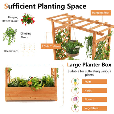GiantexUK Raised Garden Bed with Arch Trellis (110 x 44 x 113cm)