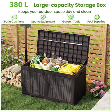 380L Resin Deck Box with Lockable Lid and Wheels