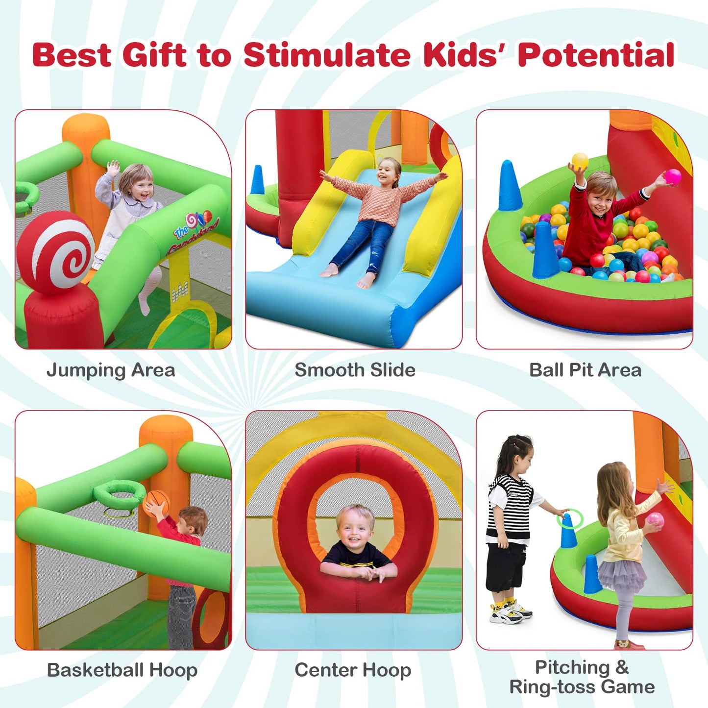 Candy Land Theme Inflatable Bounce House with 680W Blower
