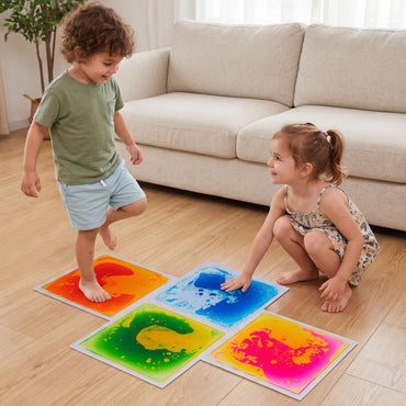 4 Piece Toddler Sensory Floor Titles, Montessori Gross Motion Toys for Preschool Daycare, Colorful