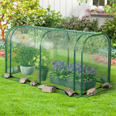 Portable Garden Patio Greenhouse with Roll-up Zipper Door and Waterproof Sun-Protective PE Cover