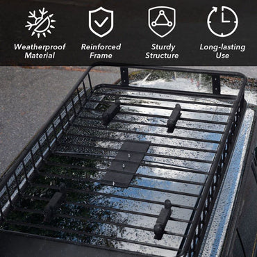 GiantexUK 116-162x99x15cm Expandable Steel Roof Rack Basket