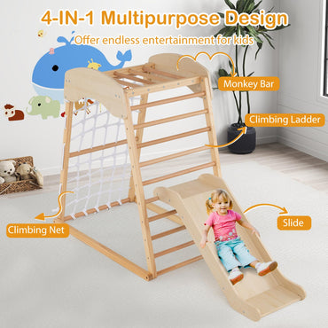 4-in-1 Jungle Gym Wooden Indoor Toddler Playground