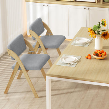 Wooden Counter Dining Chairs with Linen Fabric Seat Set of 2