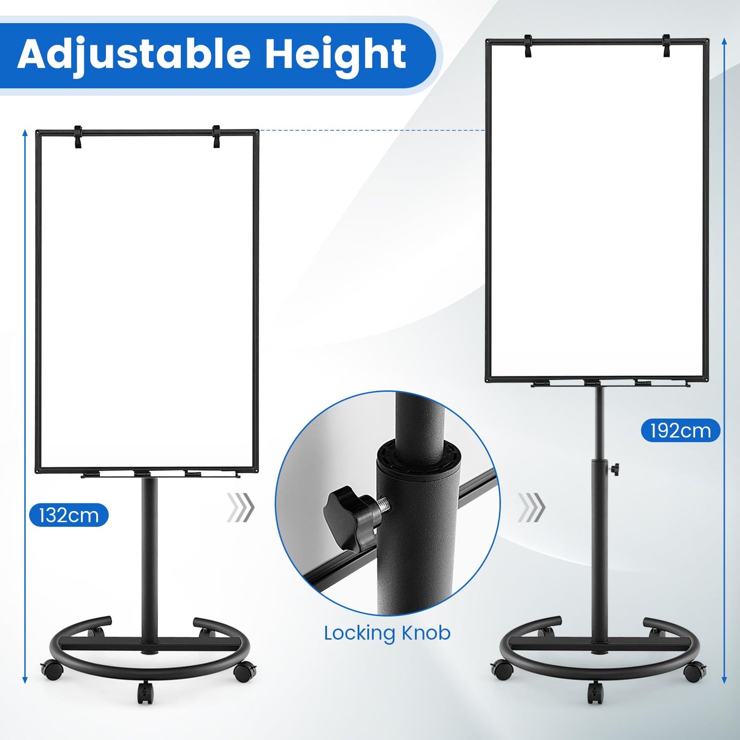 100x65cm Height Adjustable Dry Erase Board with Stand