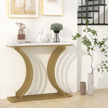 Faux Marble Slim Entryway Table Sofa Side Table