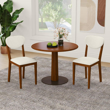 Set of 2 Sherpa Dining Chairs with Rubber Wood Legs
