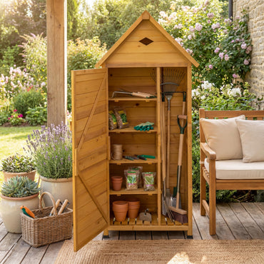 GiantexUK Wooden Garden Shed, Tool Storage Cabinet with 5 Shelves