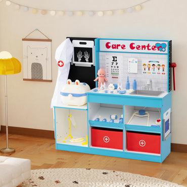 Wood Medical Center Toy Set with Examine Region and Height Measurer