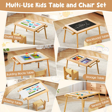 Sensory Table and Chair Set with Foldable Bins for Kids 2 to 8