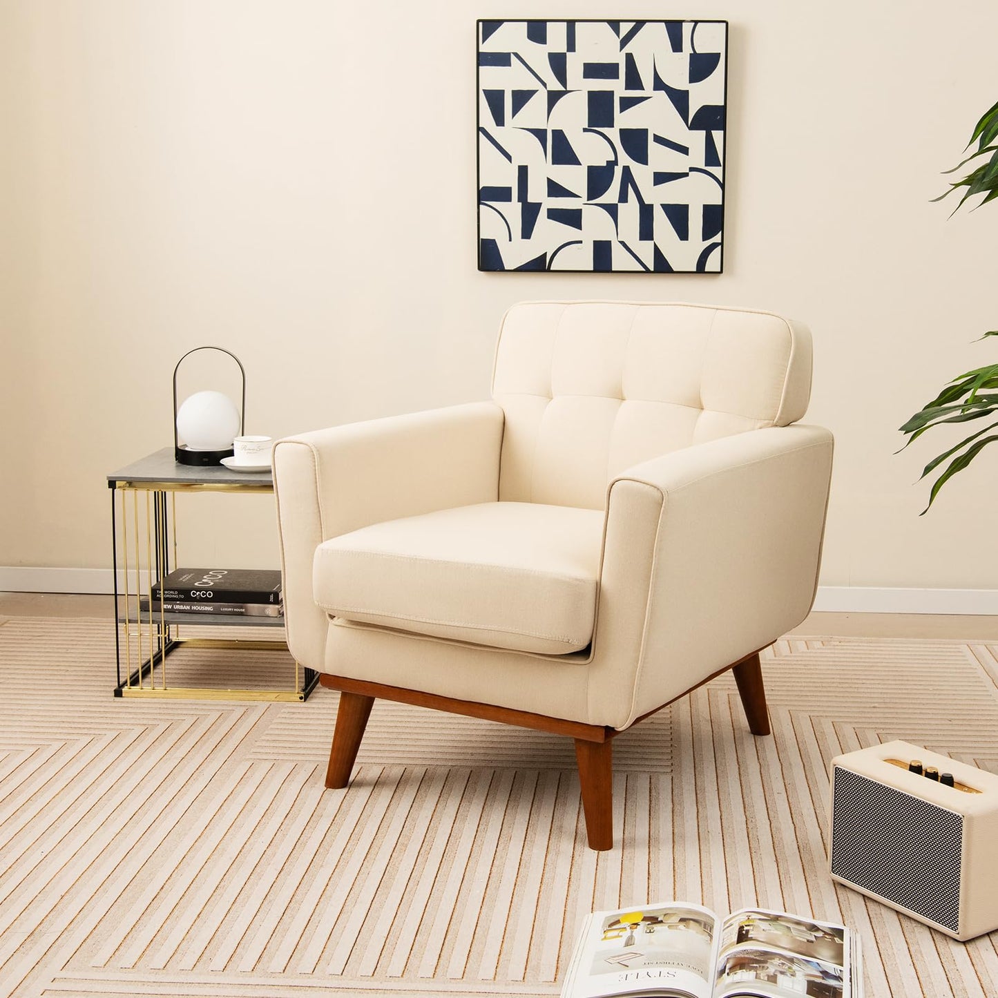 Modern Accent Armchair with Removable Padded Seat Cushion