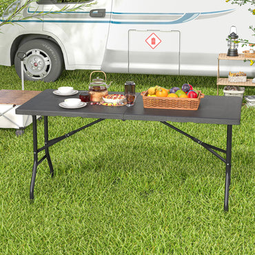 152 x 70 x 74 cm Folding Camping Table with Carrying Handle and HDPE Tabletop