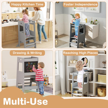 Height Adjustable Learning Tower with Safety Rail