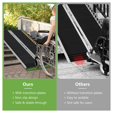 Portable Aluminum Wheelchair Ramp with Transition Plate