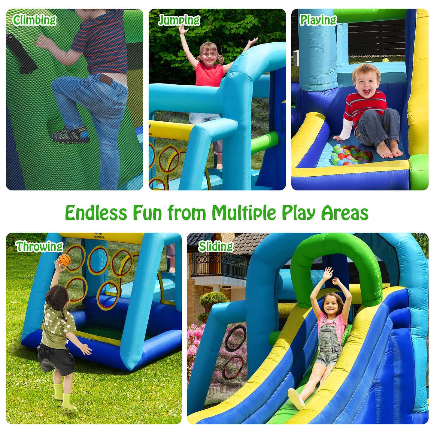 Inflatable Bouncer House with Jumping Area and Slide (without blower)
