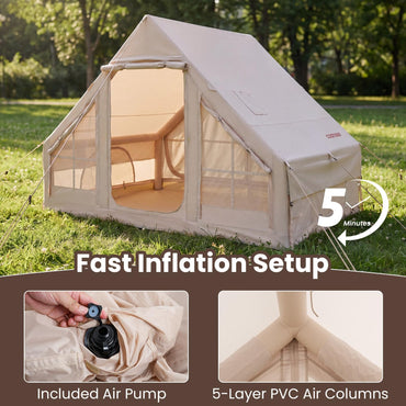 Inflatable Camping Tent with Stove Jack 4 Season Blow Up Tent with Pump