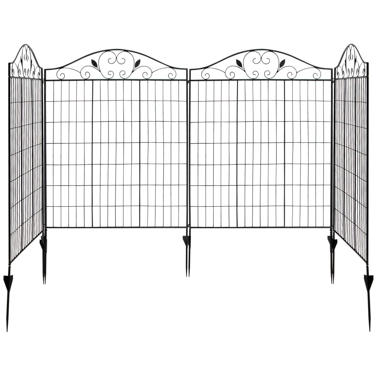 GiantexUK Metal Garden Fencing, Outdoor Decorative Wire Patio Fence, Folding Flower Bed Border Animals Barrier (56in x 12ft)