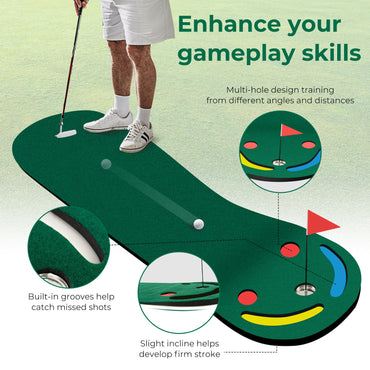 Golf Putting Green Set with 3 Putting Cups 1 Flag and Golf Hole Covers