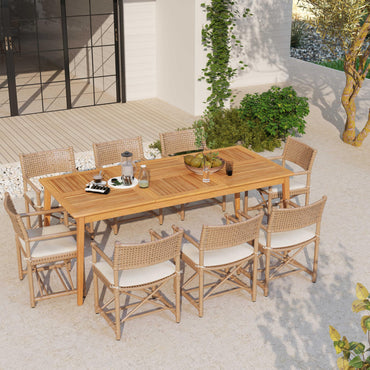 Outdoor Dining Table with Umbrella Hole for Balcony Backyard Deck Lawn