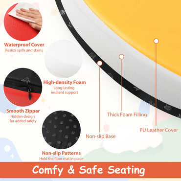 Round Seat Cushions with Handle 6 PCS Colorful Flexible Soft Foam Mat