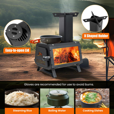 Camping Burning Stove with 2 Cooking Positions