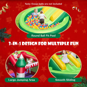 Inflatable Bouncy Castle Christmas Themed with Ball Pit without Blower