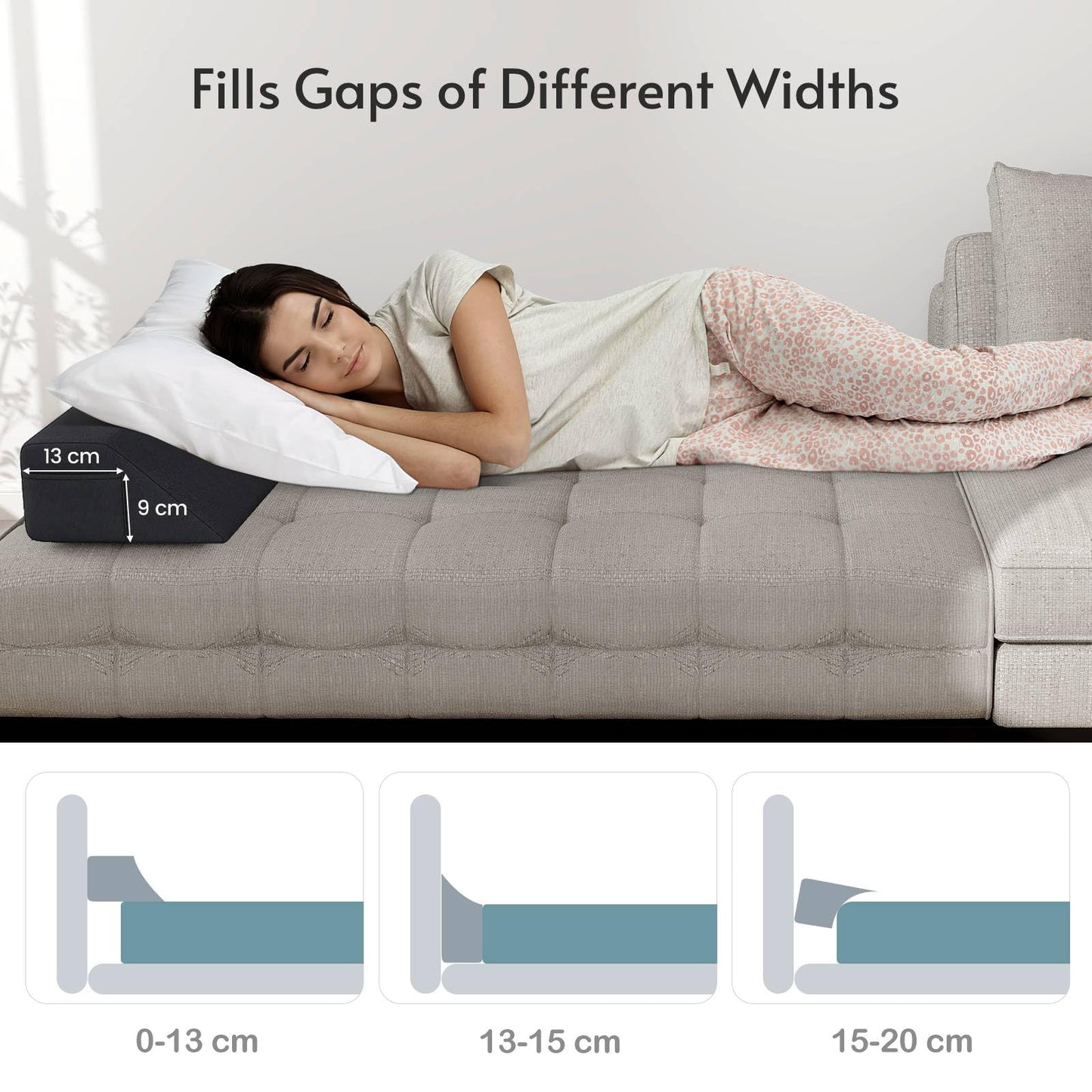 Bed Wedge Pillow with 2 Storage Pockets