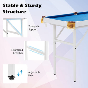 4FT Folding Game Pool Table with 16 Balls and 2 Cues