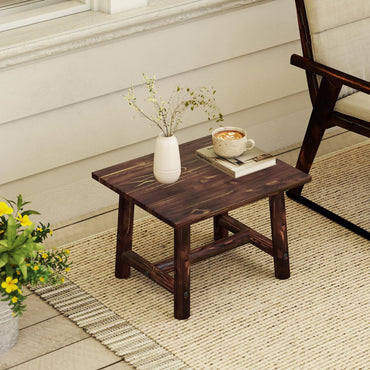 Solid Wood Small Outdoor Coffee Table with Reinforced Crossbar