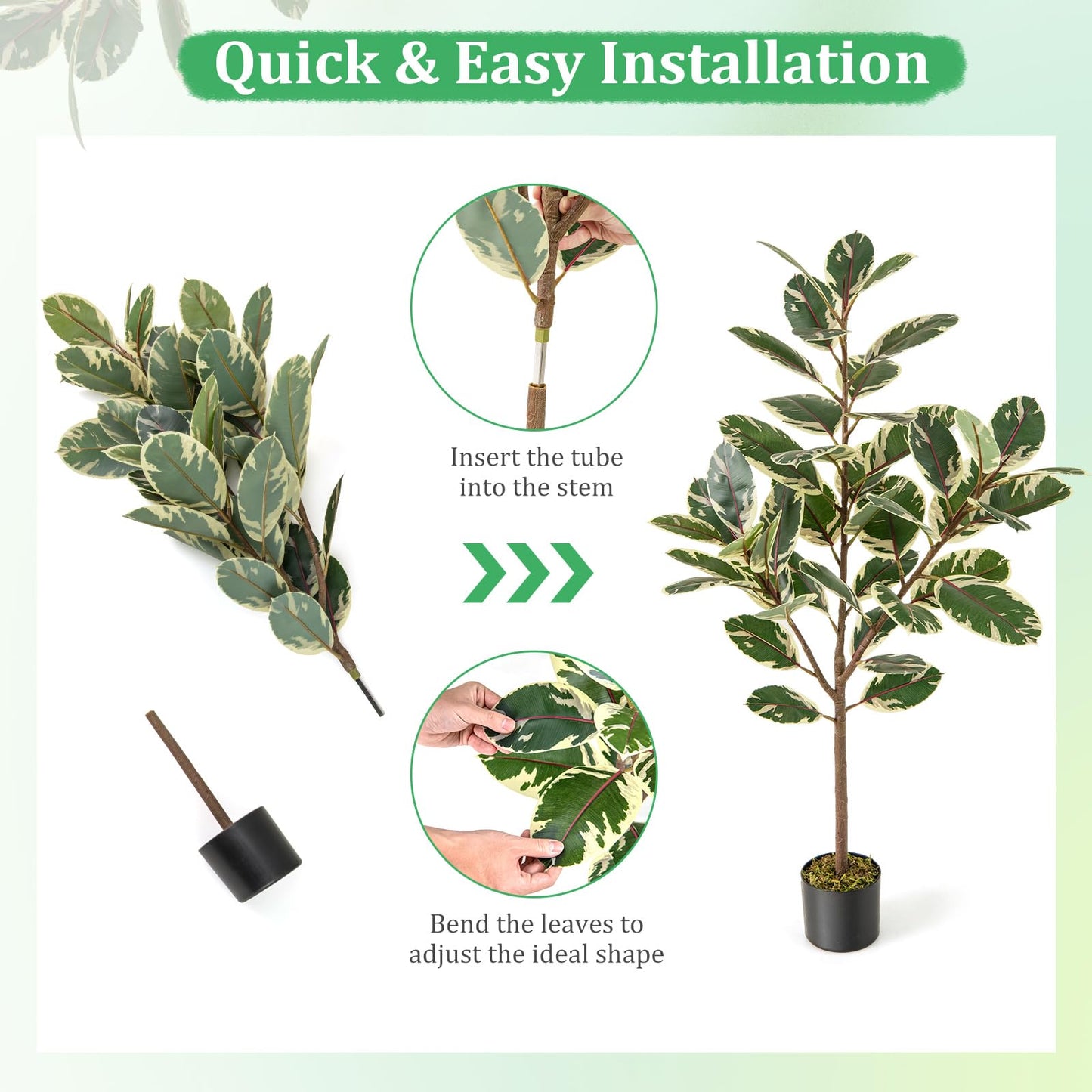 2 Pack 130cm Tall Artificial Bird of Paradise Plant with 46 Multi colored PEVA Leaves